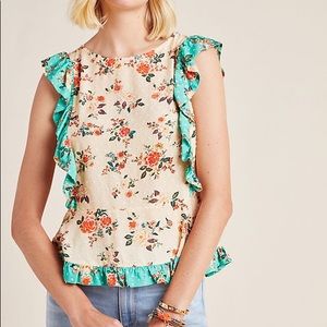 Anthropologie Farm Rio Maggie Ruffled Blouse, S